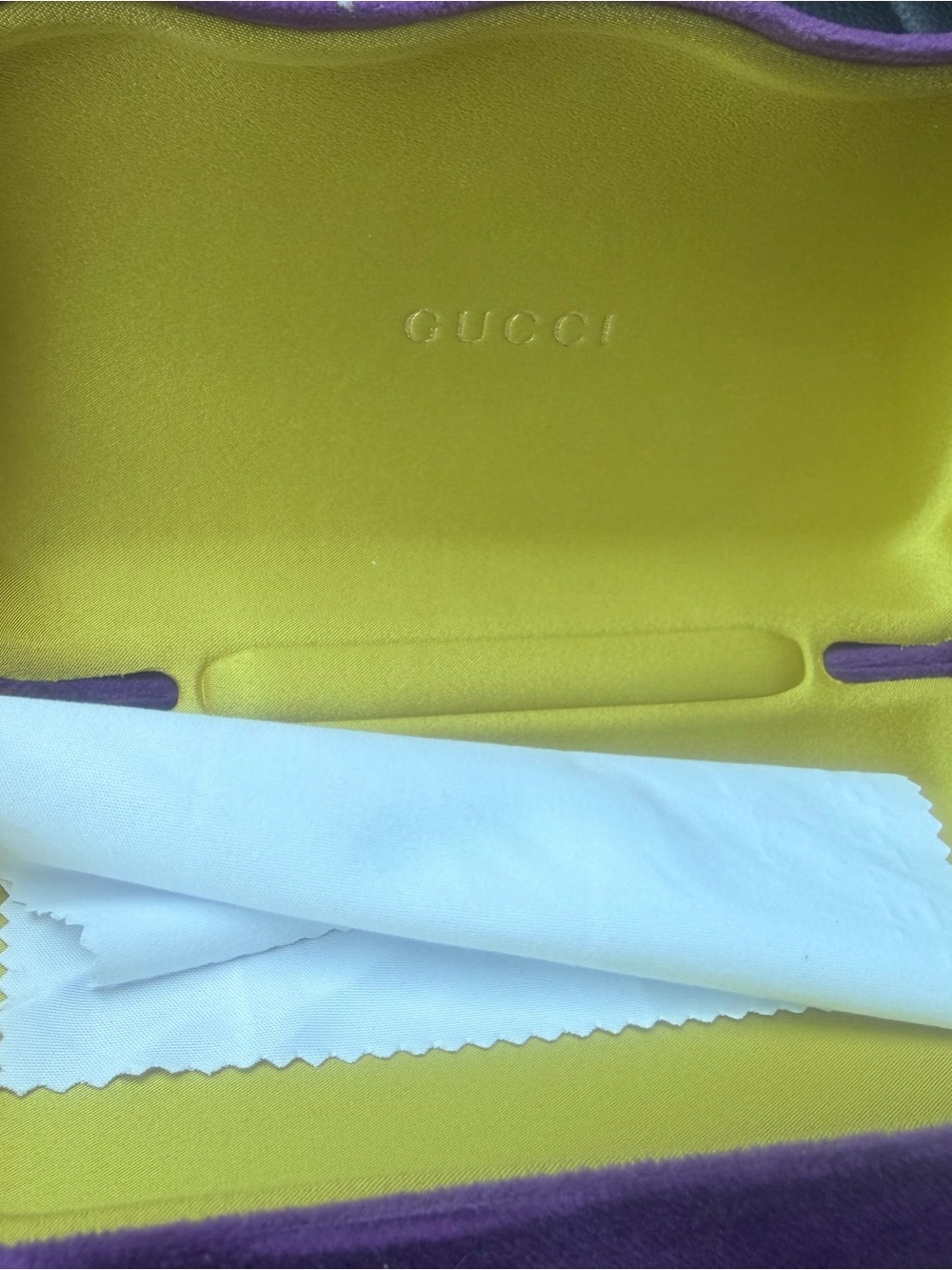Gucci Yellow Interior Eyewear Case with Purple Trim Case only!!